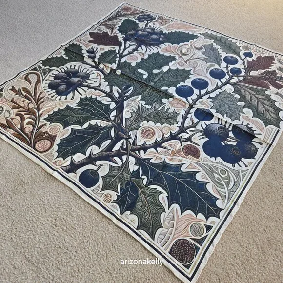 NWT Artifact Silk Scarf "Blueberries" William Morris Arts & Crafts - Picture 7 of 12